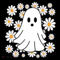 Daisy Floral Ghost Cute Halloween Ornament thumb 1