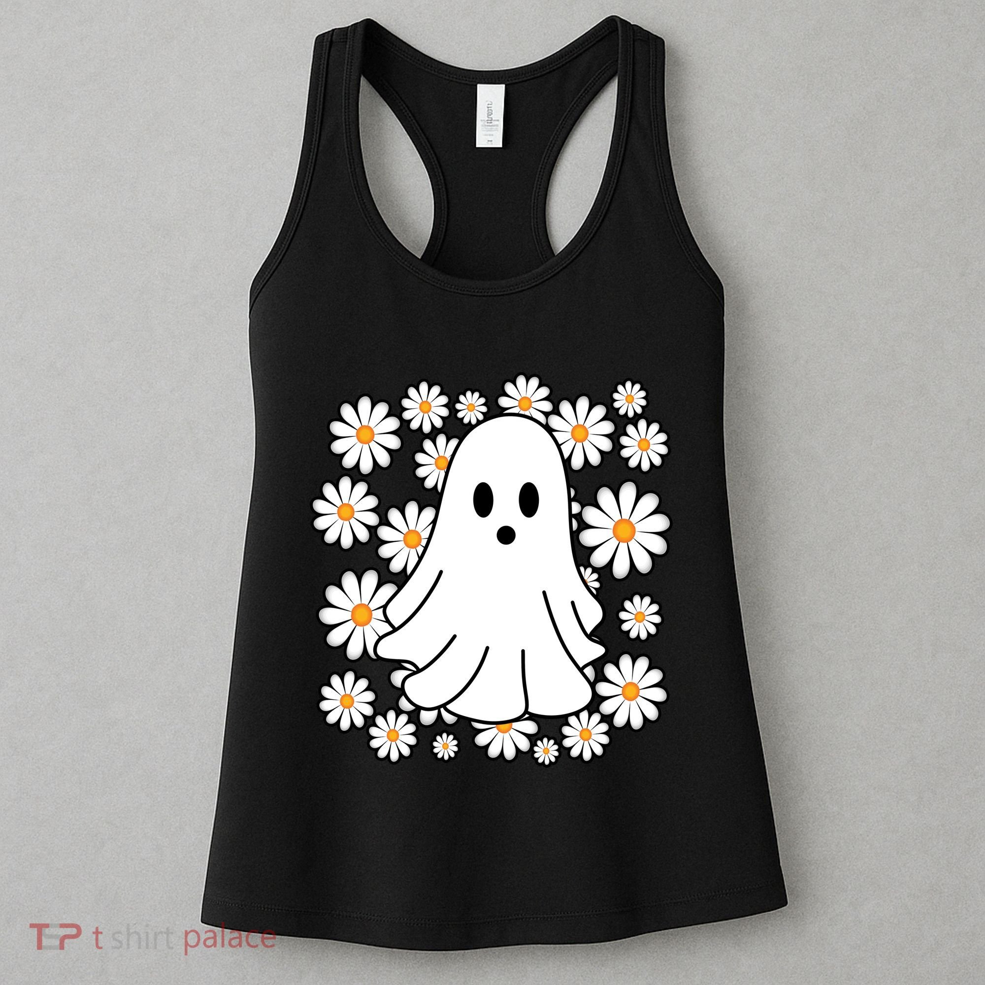 Daisy Floral Ghost Cute Halloween Women's Tank Top