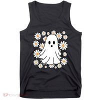 Daisy Floral Ghost Cute Halloween Tank Top thumb 0