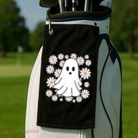 Daisy Floral Ghost Cute Halloween Golf Towel thumb 2