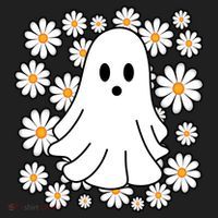 Daisy Floral Ghost Cute Halloween Golf Towel thumb 3