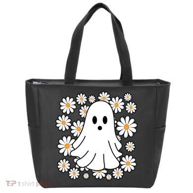 Daisy Floral Ghost Cute Halloween Tote Bag