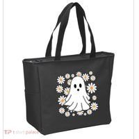 Daisy Floral Ghost Cute Halloween Tote Bag thumb 2