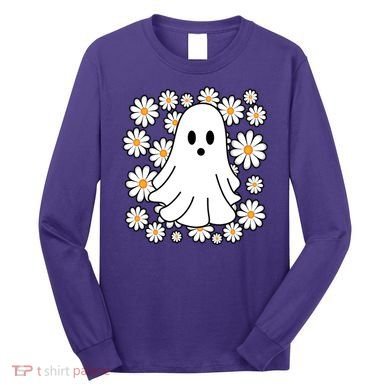 Daisy Floral Ghost Cute Halloween Long Sleeve Shirt