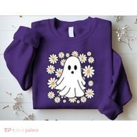Daisy Floral Ghost Cute Halloween Sweatshirt thumb 2