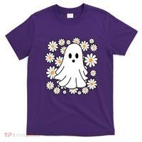 Daisy Floral Ghost Cute Halloween T-Shirt thumb 0