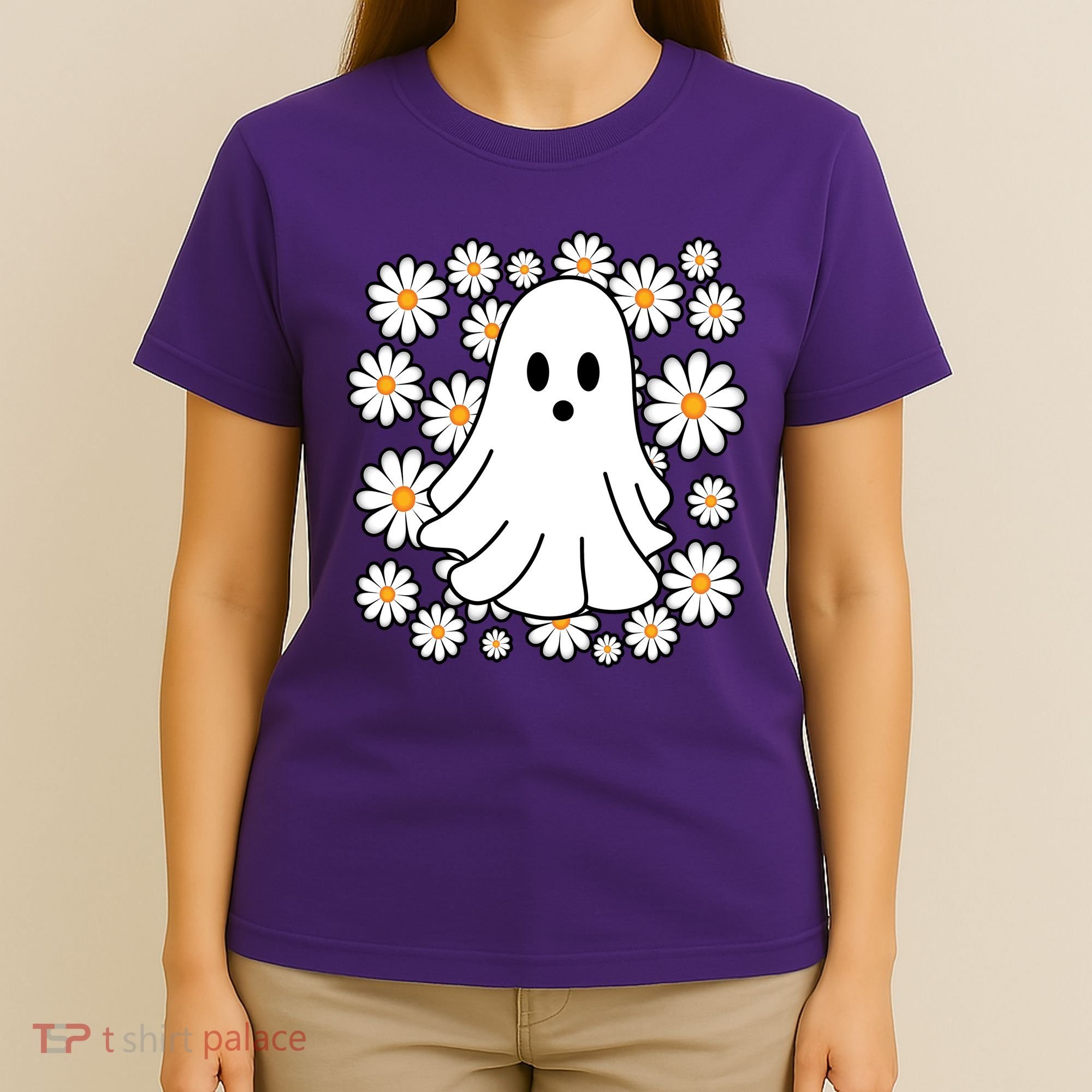 Daisy Floral Ghost Cute Halloween T-Shirt