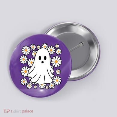 Daisy Floral Ghost Cute Halloween Button