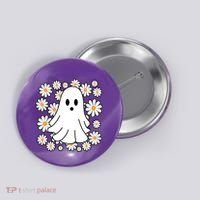 Daisy Floral Ghost Cute Halloween Button thumb 0