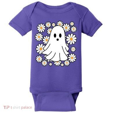 Daisy Floral Ghost Cute Halloween Baby Bodysuit