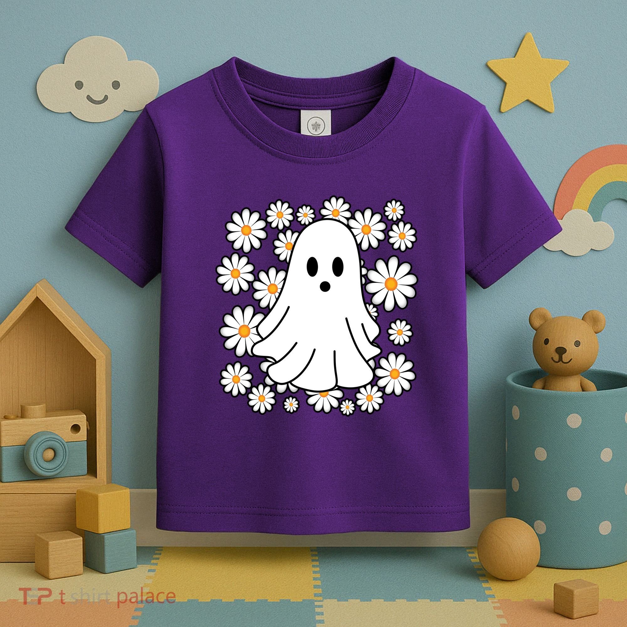 Daisy Floral Ghost Cute Halloween Toddler T-Shirt