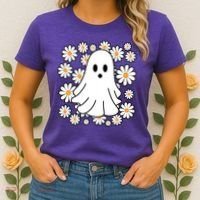 Daisy Floral Ghost Cute Halloween Women's T-Shirt thumb 2