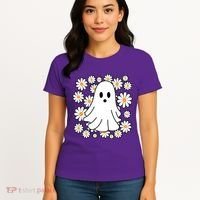 Daisy Floral Ghost Cute Halloween Women's T-Shirt thumb 4