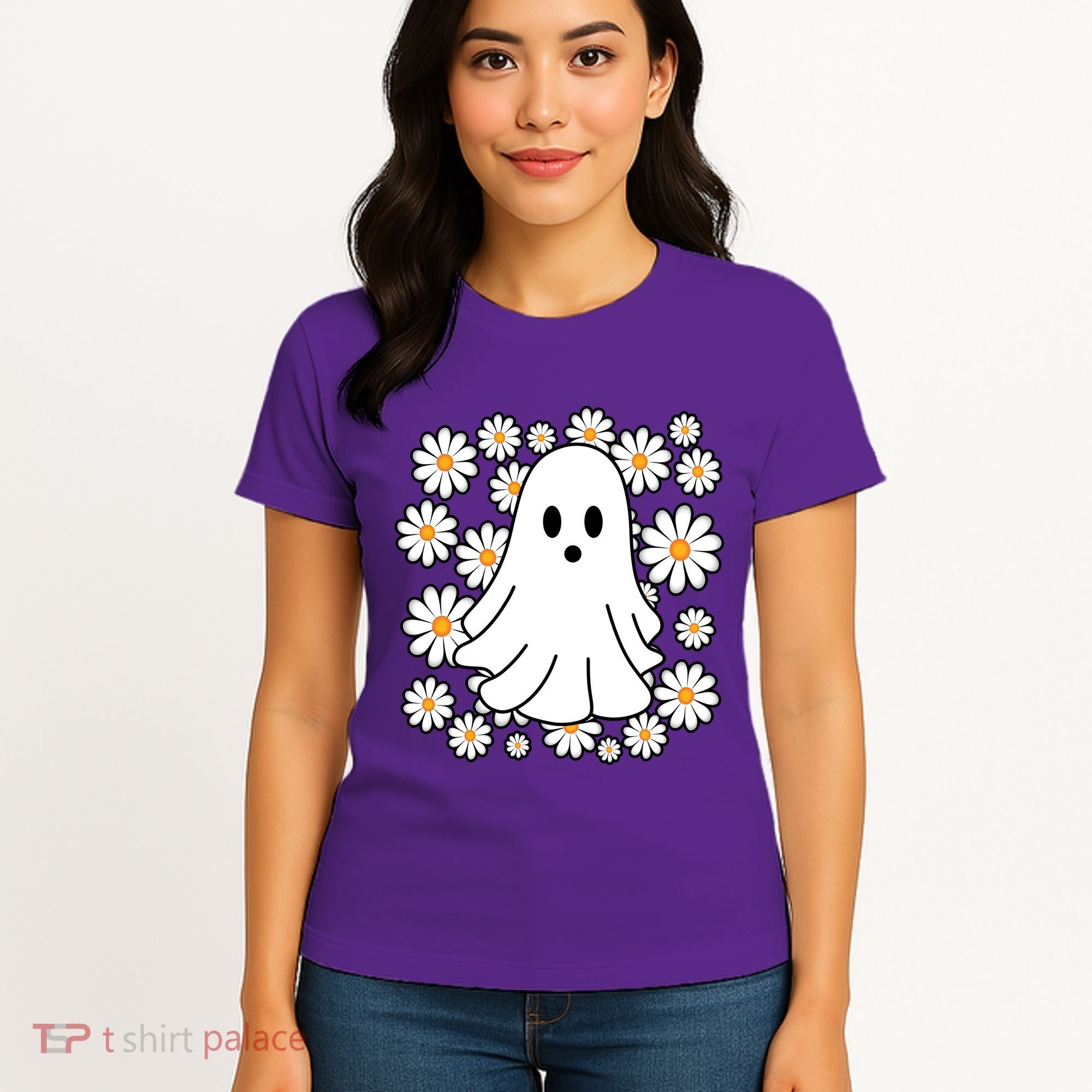 Daisy Floral Ghost Cute Halloween Women's T-Shirt