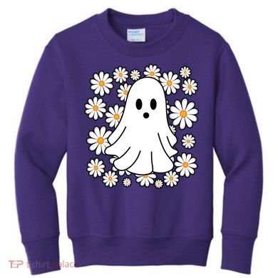Daisy Floral Ghost Cute Halloween Kids Sweatshirt