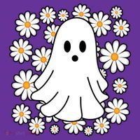 Daisy Floral Ghost Cute Halloween Kids T-Shirt thumb 4
