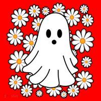 Daisy Floral Ghost Cute Halloween Santa Hat thumb 1