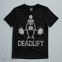 DEADLIFT Funny Halloween Skeleton Weight Lifting Workout T-Shirt thumb 5