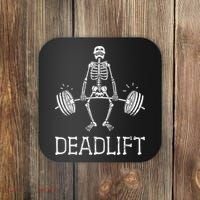 DEADLIFT Funny Halloween Skeleton Weight Lifting Workout Coaster thumb 0