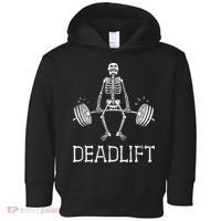 DEADLIFT Funny Halloween Skeleton Weight Lifting Workout Toddler Hoodie thumb 0