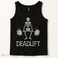 DEADLIFT Funny Halloween Skeleton Weight Lifting Workout Tank Top thumb 2