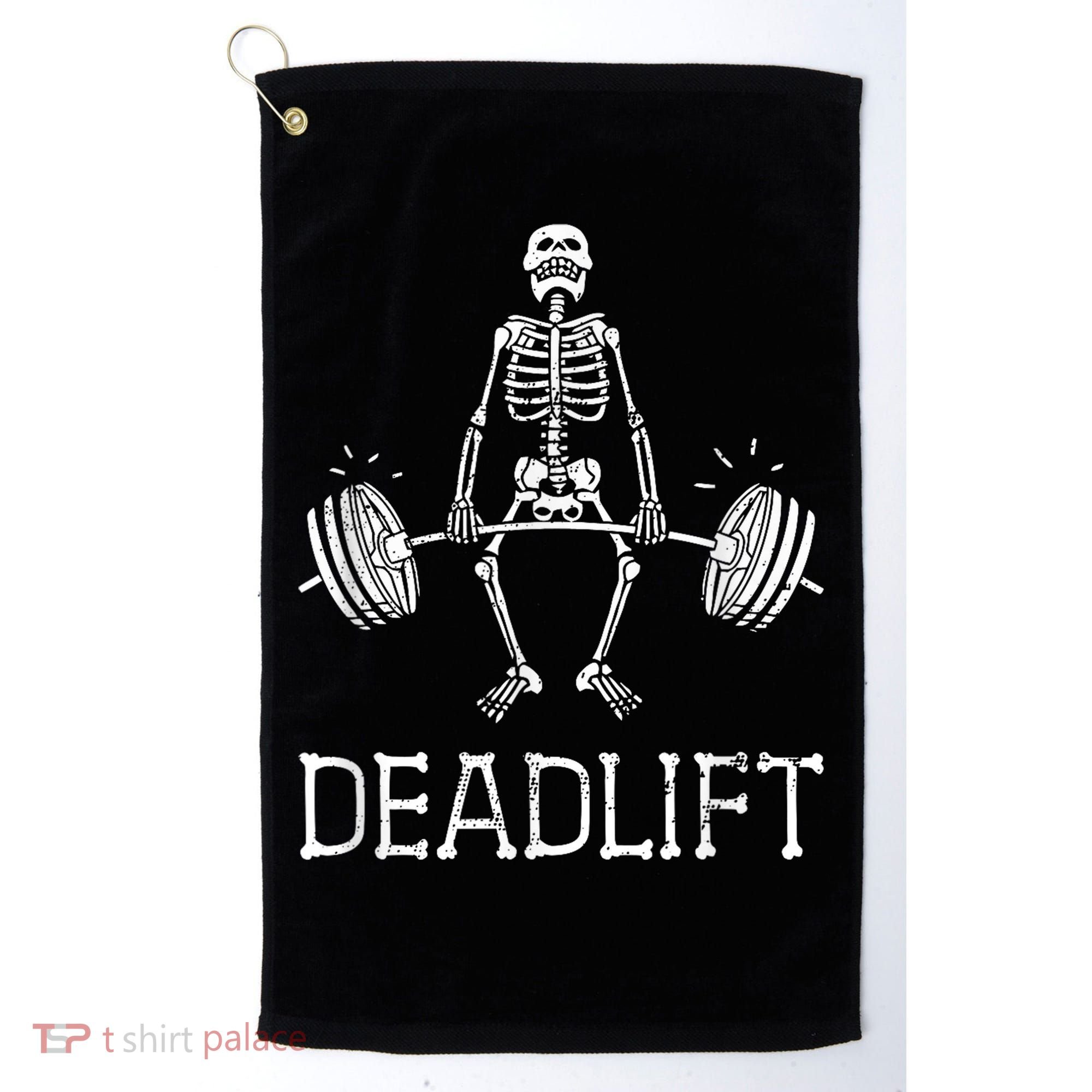 DEADLIFT Funny Halloween Skeleton Weight Lifting Workout Golf Towel