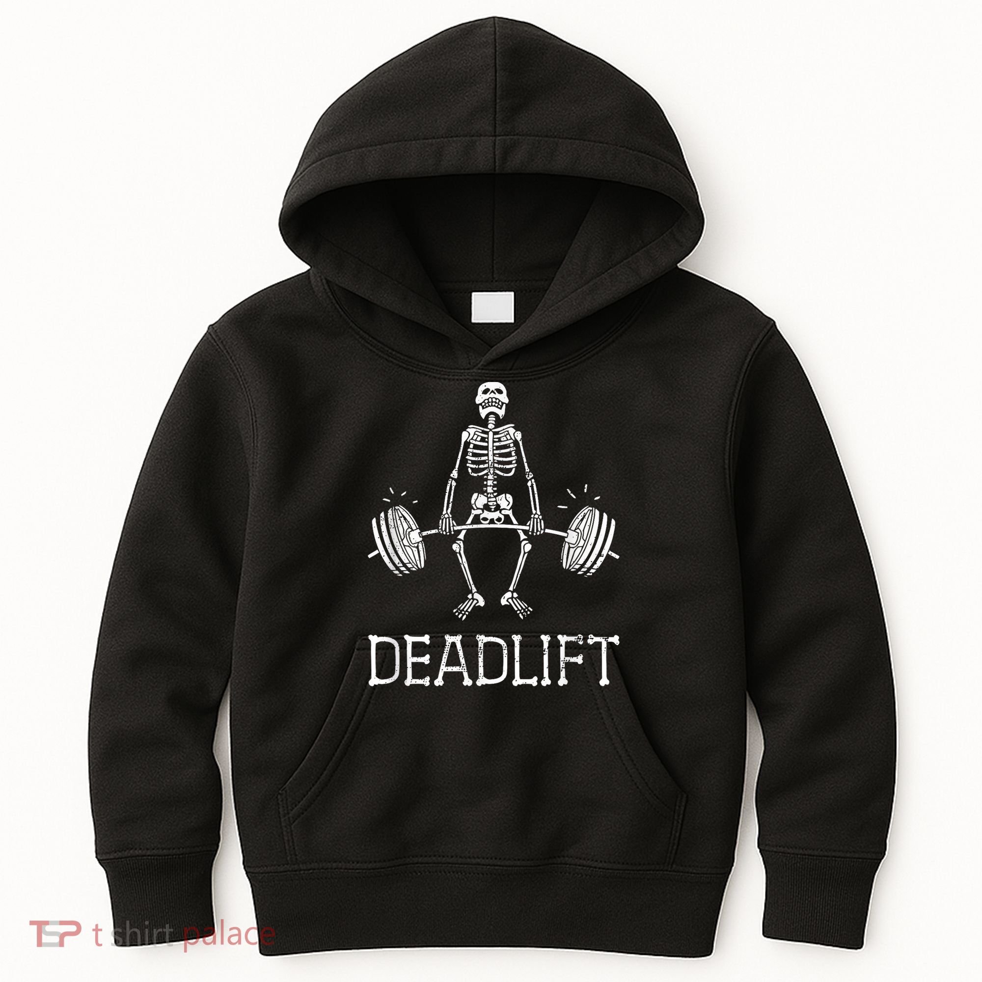 DEADLIFT Funny Halloween Skeleton Weight Lifting Workout Kids Hoodie