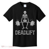 DEADLIFT Funny Halloween Skeleton Weight Lifting Workout Kids T-Shirt thumb 0
