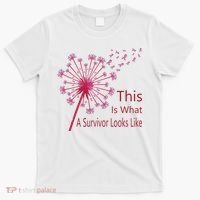 Dandelion Faith Hope Love Breast Cancer Awareness Flower T-Shirt thumb 0