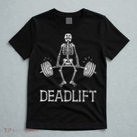 DEADLIFT Funny Halloween Skeleton Weight Lifting Workout T-Shirt thumb 5
