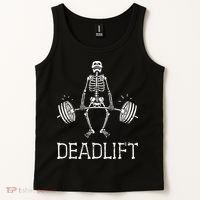 DEADLIFT Funny Halloween Skeleton Weight Lifting Workout Tank Top thumb 2