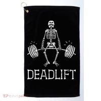 DEADLIFT Funny Halloween Skeleton Weight Lifting Workout Golf Towel thumb 0