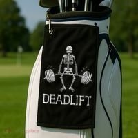 DEADLIFT Funny Halloween Skeleton Weight Lifting Workout Golf Towel thumb 2