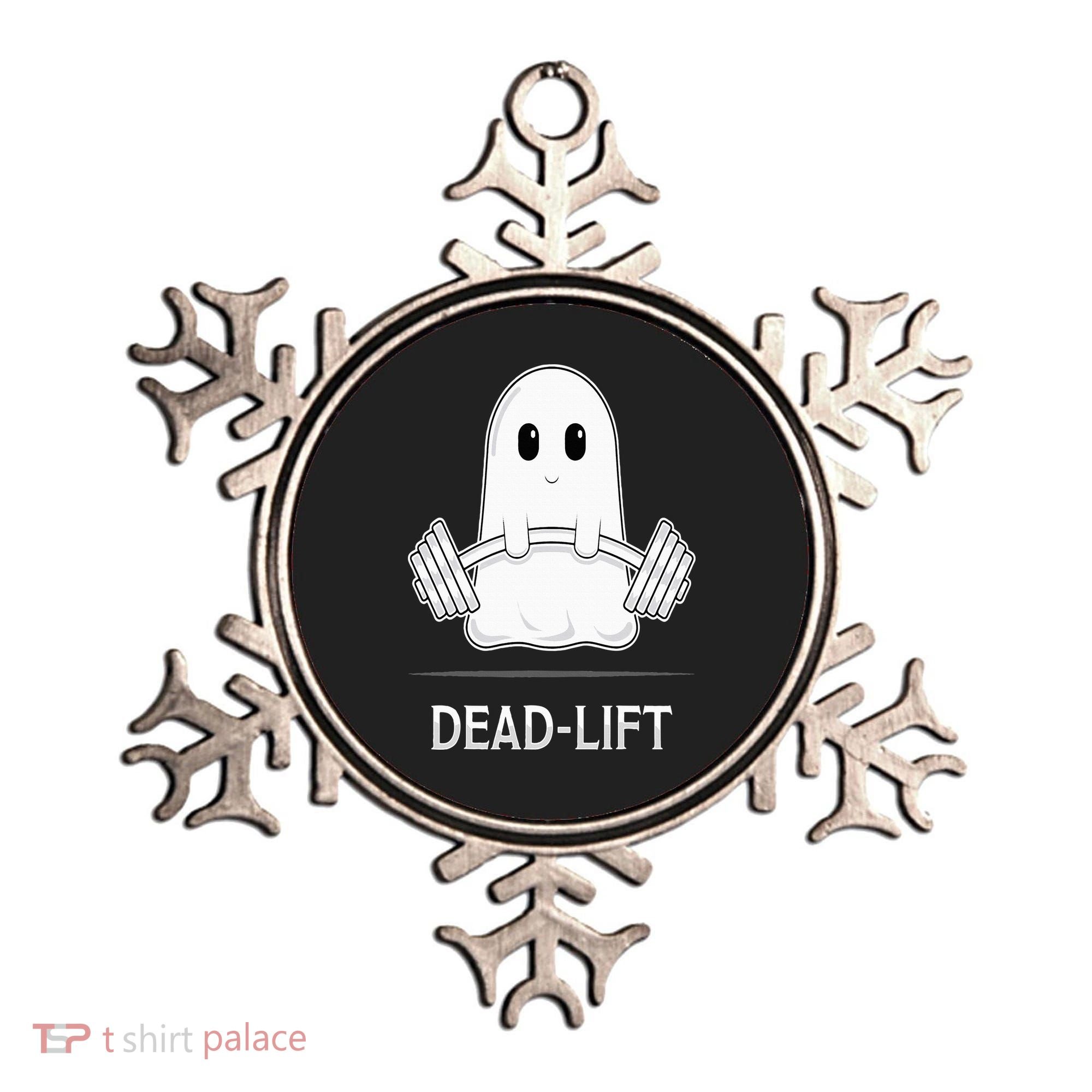 DEADLIFT Funny Halloween Ghost Weight Lifting Workout Ornament