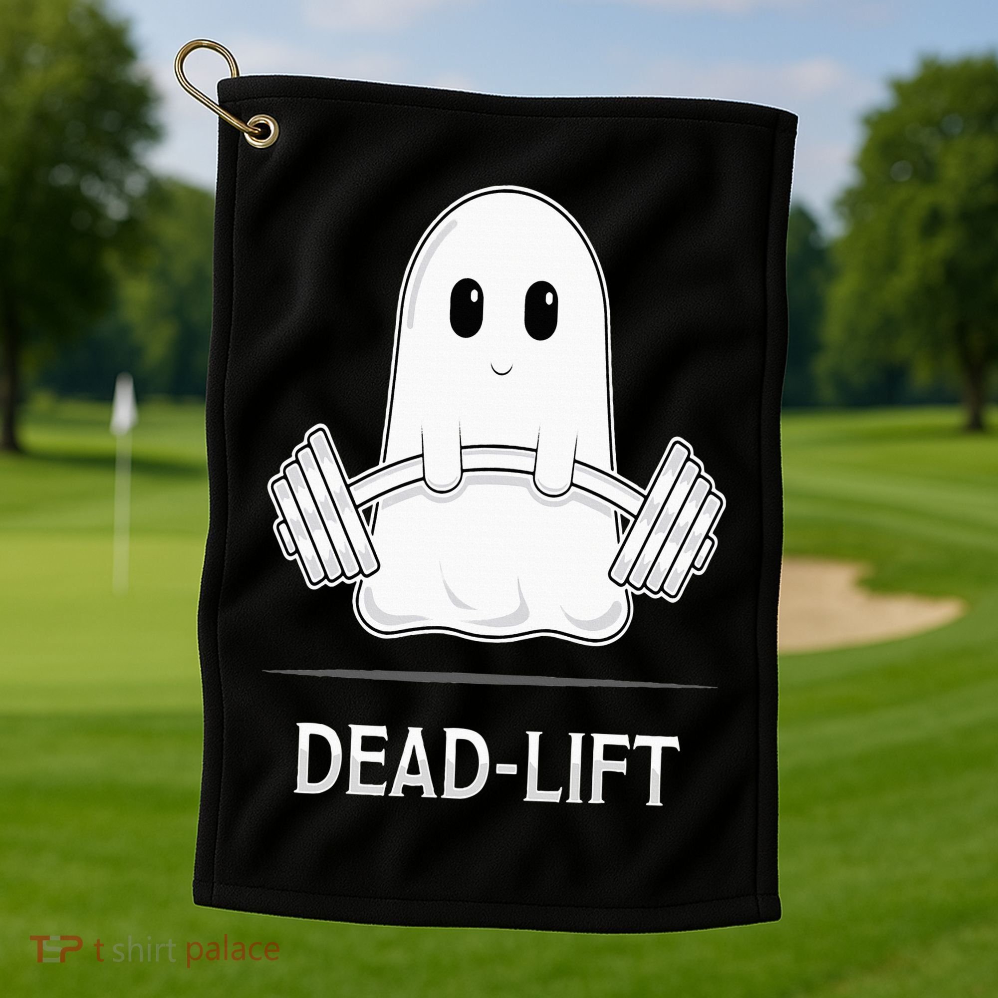 DEADLIFT Funny Halloween Ghost Weight Lifting Workout Golf Towel
