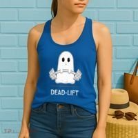 DEADLIFT Funny Halloween Ghost Weight Lifting Workout Women's Tank Top thumb 2
