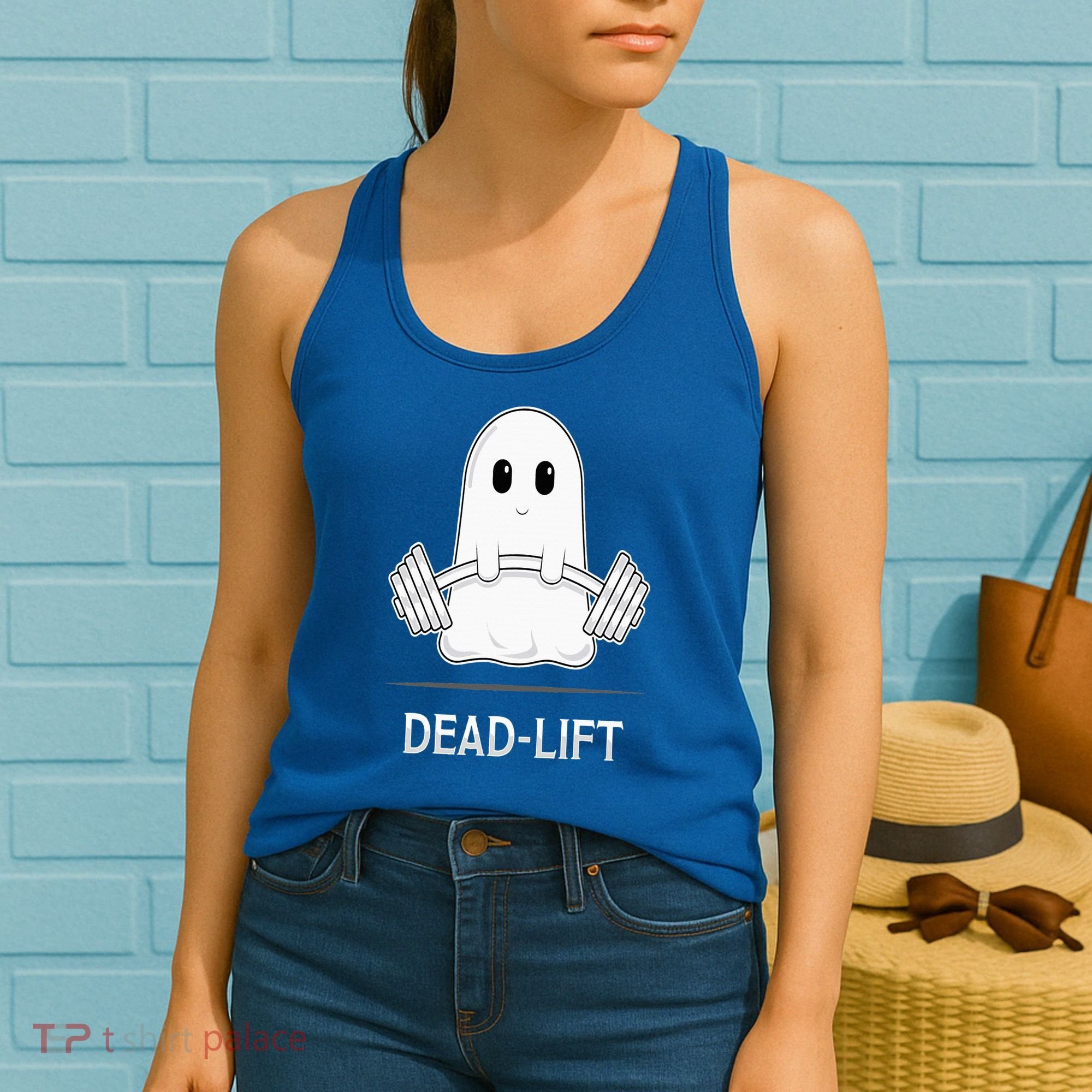 DEADLIFT Funny Halloween Ghost Weight Lifting Workout Women's Tank Top