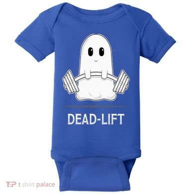 DEADLIFT Funny Halloween Ghost Weight Lifting Workout Baby Bodysuit