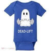 DEADLIFT Funny Halloween Ghost Weight Lifting Workout Baby Bodysuit thumb 0