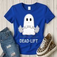 DEADLIFT Funny Halloween Ghost Weight Lifting Workout Women's T-Shirt thumb 3