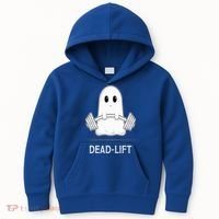 DEADLIFT Funny Halloween Ghost Weight Lifting Workout Kids Hoodie thumb 0