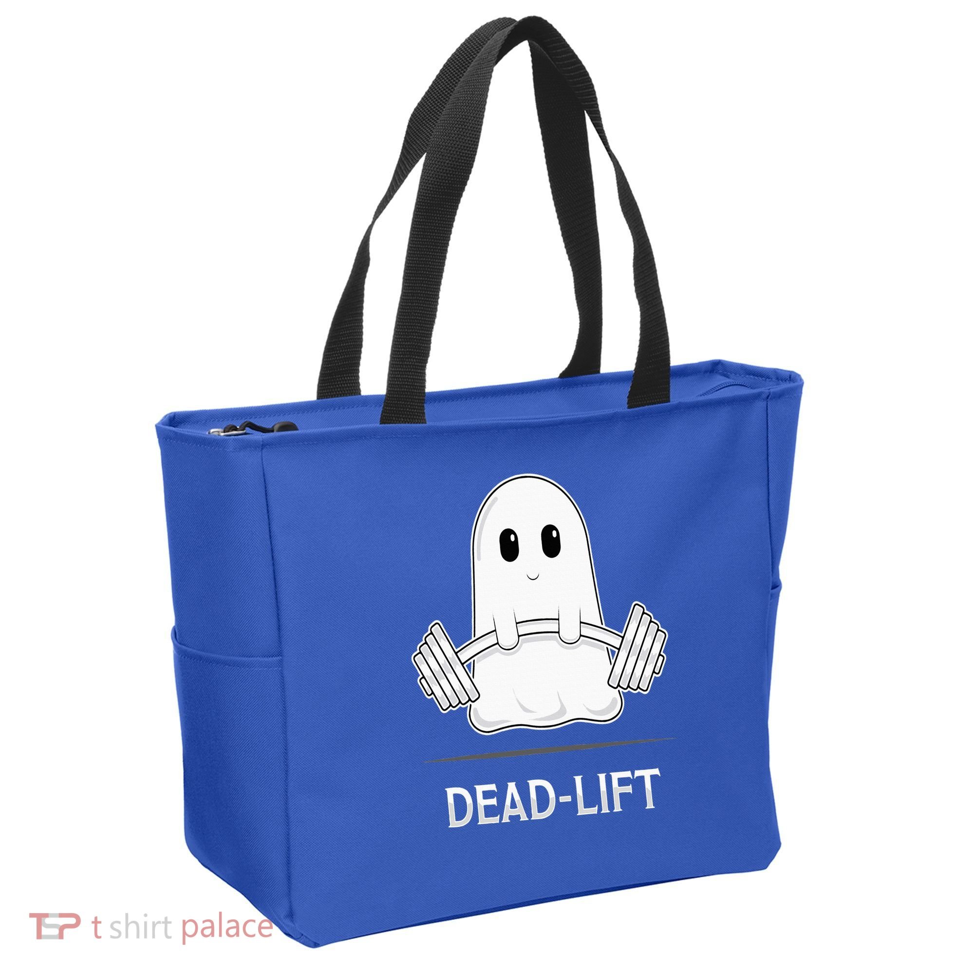 DEADLIFT Funny Halloween Ghost Weight Lifting Workout Tote Bag