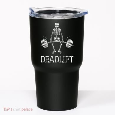 DEADLIFT Funny Halloween Skeleton Weight Lifting Workout Tumbler