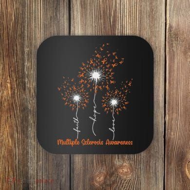Dandelion Faith Hope Love Ms Multiple Sclerosis Awareness Coaster