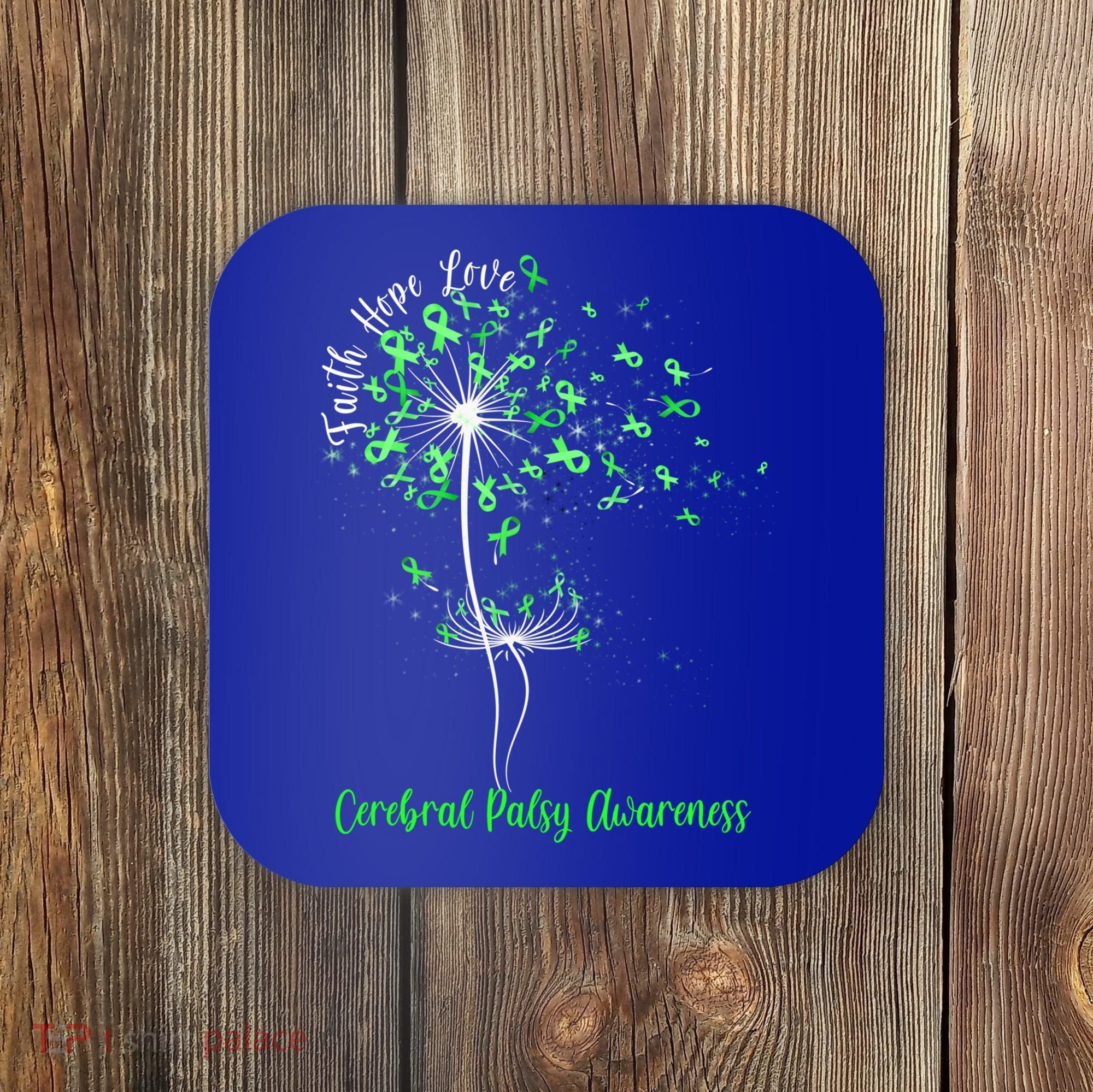 Dandelion Faith Hope Love Cerebral Palsy Awareness Flower Gift Coaster
