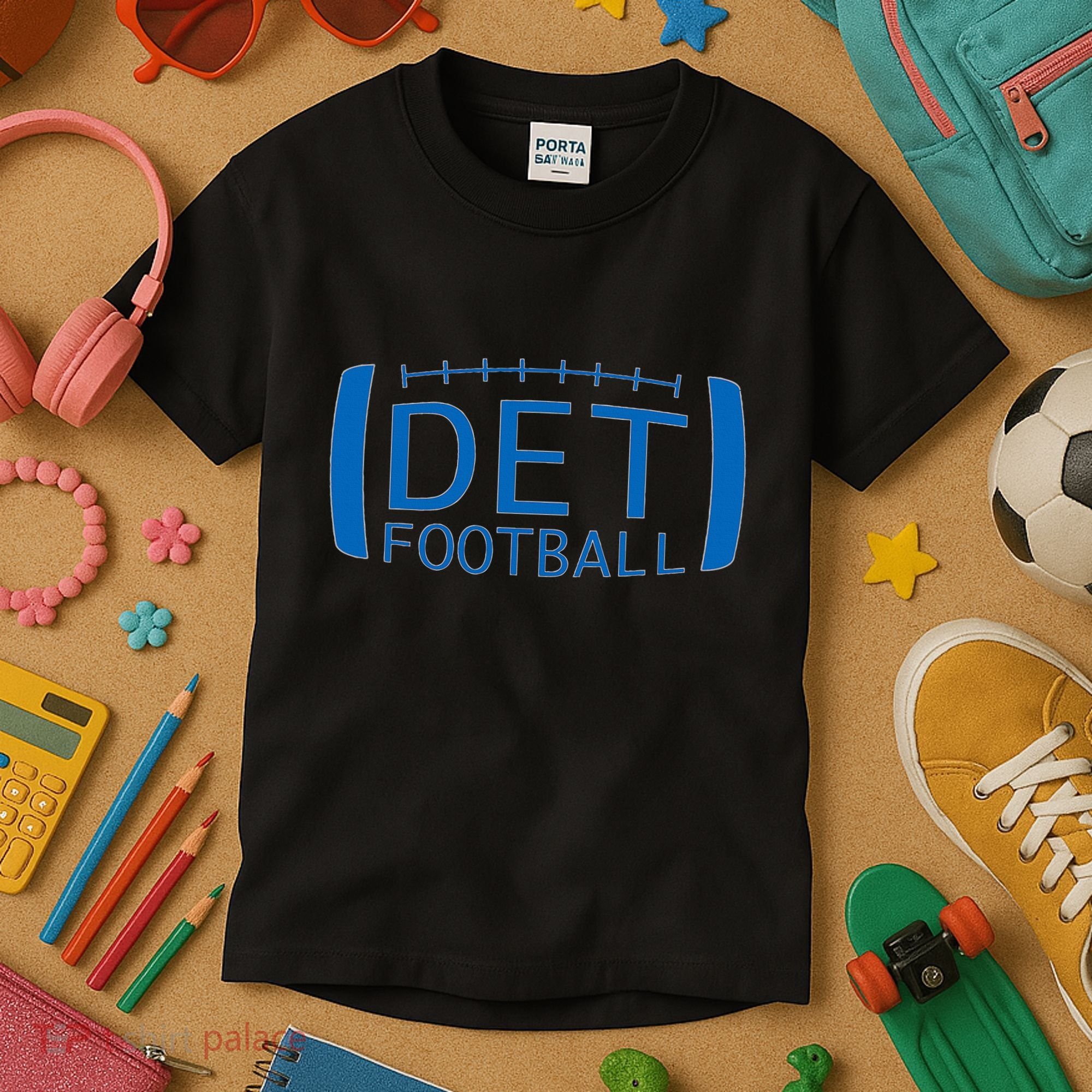Detroit Football Honolulu Blue & Silver Fan Kids T-Shirt