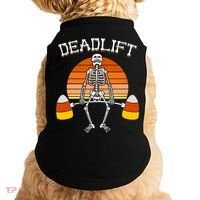 Deadlift Funny Halloween Skeleton Candy Corn Gym Workout Doggie Tank thumb 0