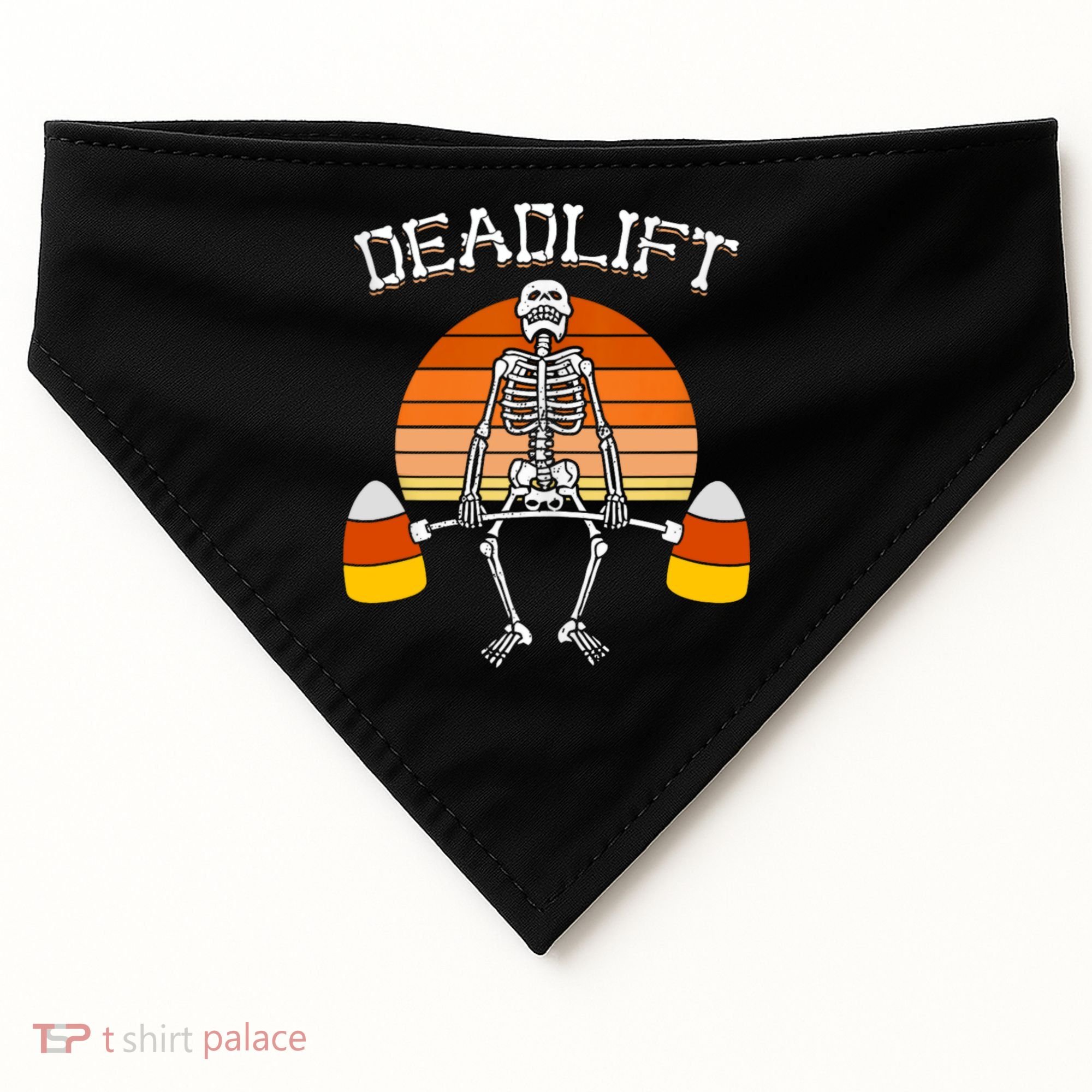 Deadlift Funny Halloween Skeleton Candy Corn Gym Workout USA-Made Doggie Bandana