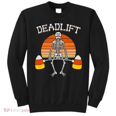 Deadlift Funny Halloween Skeleton Candy Corn Gym Workout Sweatshirt