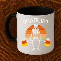 Deadlift Funny Halloween Skeleton Candy Corn Gym Workout Coffee Mug thumb 2